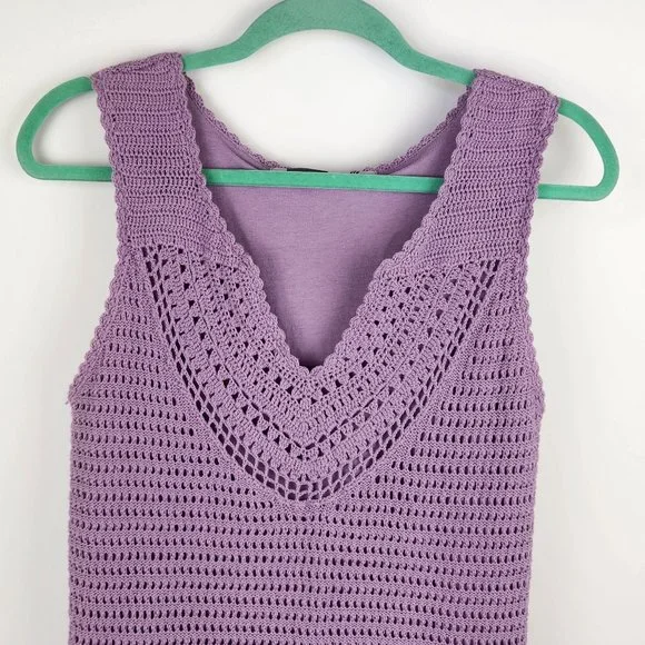 Athleta Purple Kirra Crochet Sleeveless Midi Dress sz M - Picture 3 of 7